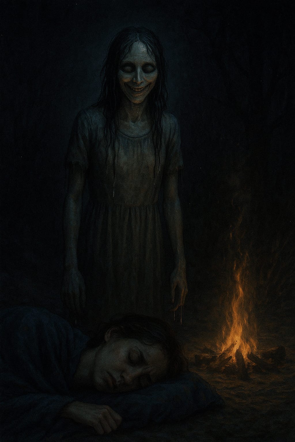 Figure by the fire